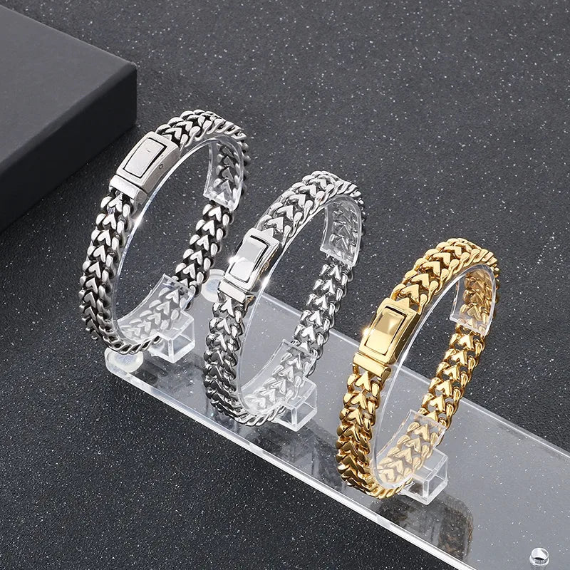 Simple Style Geometric Solid Color 304 Stainless Steel 18K Gold Plated Men's Bracelets