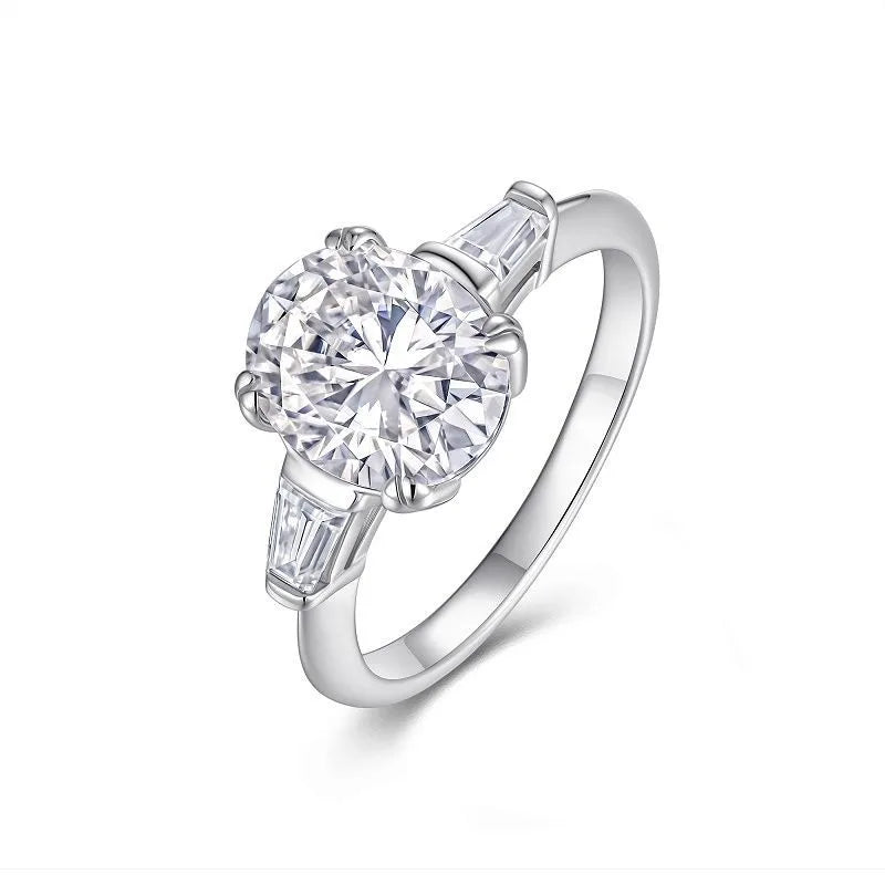 Moissanite 925 Sterling Silver Rings GRA Certificate Geometric Rings