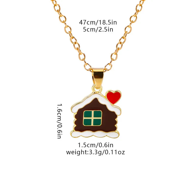Christmas Elements Deer Santa Claus Alloy Pendant Necklace Christmas Socks Drop Oil Bell Pendant Best Friend Jewelry