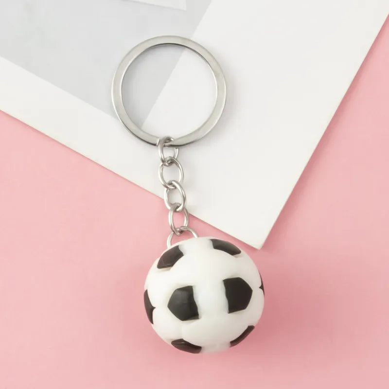 cartoon style letter ball football pvc alloy unisex bag pendant keychain