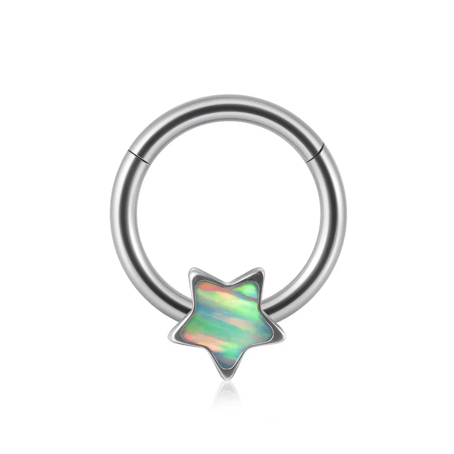 1 Piece Nose Rings & Studs Sweet Star Heart Shape Stainless Steel Plating Synthetic opal Resin Nose Rings & Studs