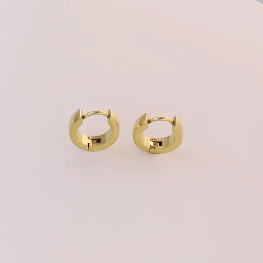 Simple Style Round Solid Color 304 Stainless Steel Earrings 1 Pair
