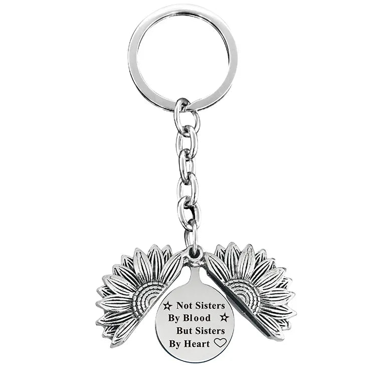 1 piece retro letter plant flowers metal plating keychain