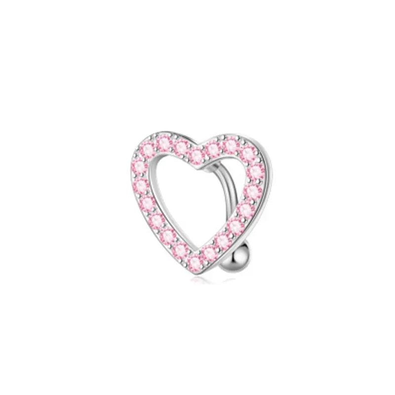 1 Piece 1 Set Belly Rings Simple Style Heart Shape 304 Stainless Steel Inlay Zircon