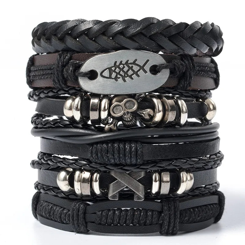 hip-hop solid color pu leather men's bangle 1 piece