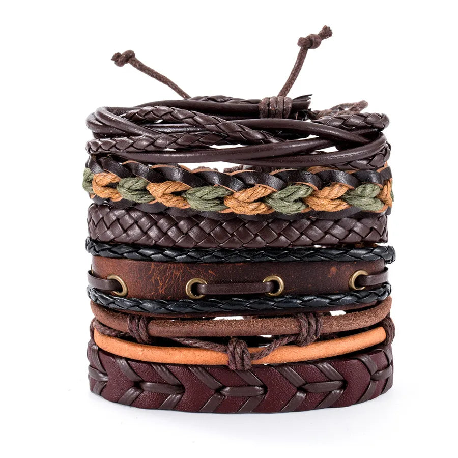 hip-hop solid color pu leather men's bangle 1 piece