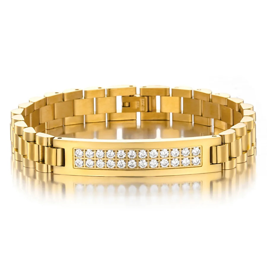 Hip-Hop Simple Style Solid Color 304 Stainless Steel Men's Bracelets Men Chain Bracelets