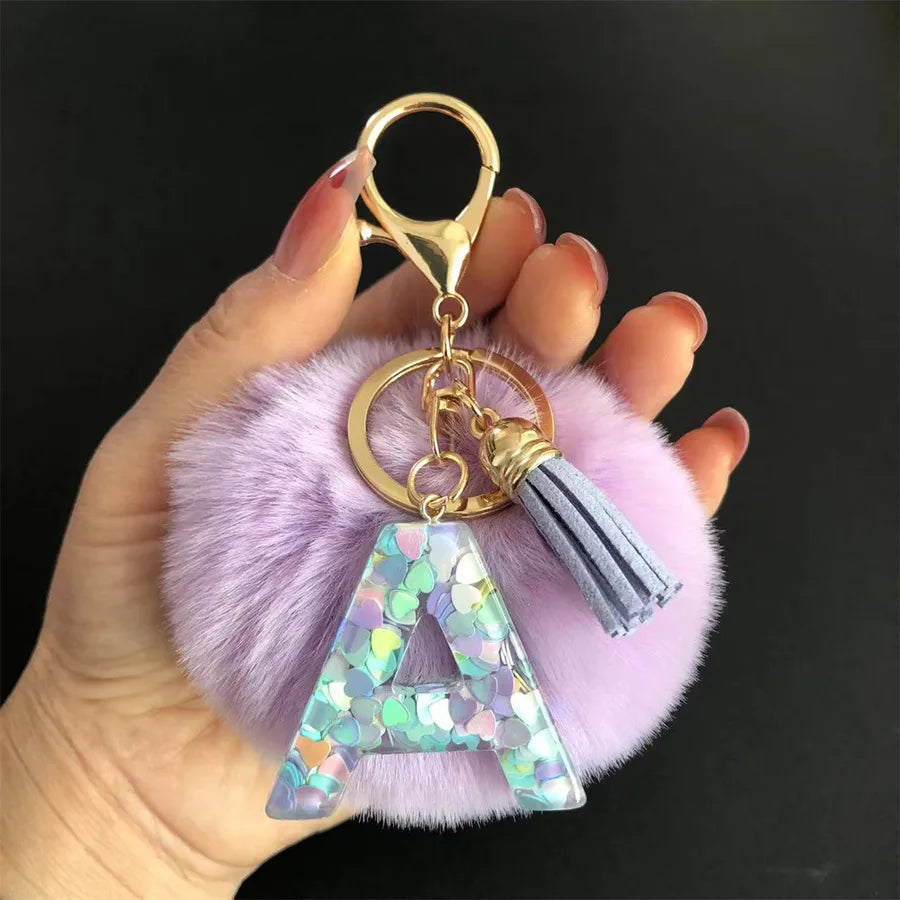 Cute Simple Style Letter Hairball Resin Unisex Bag Pendant Keychain
