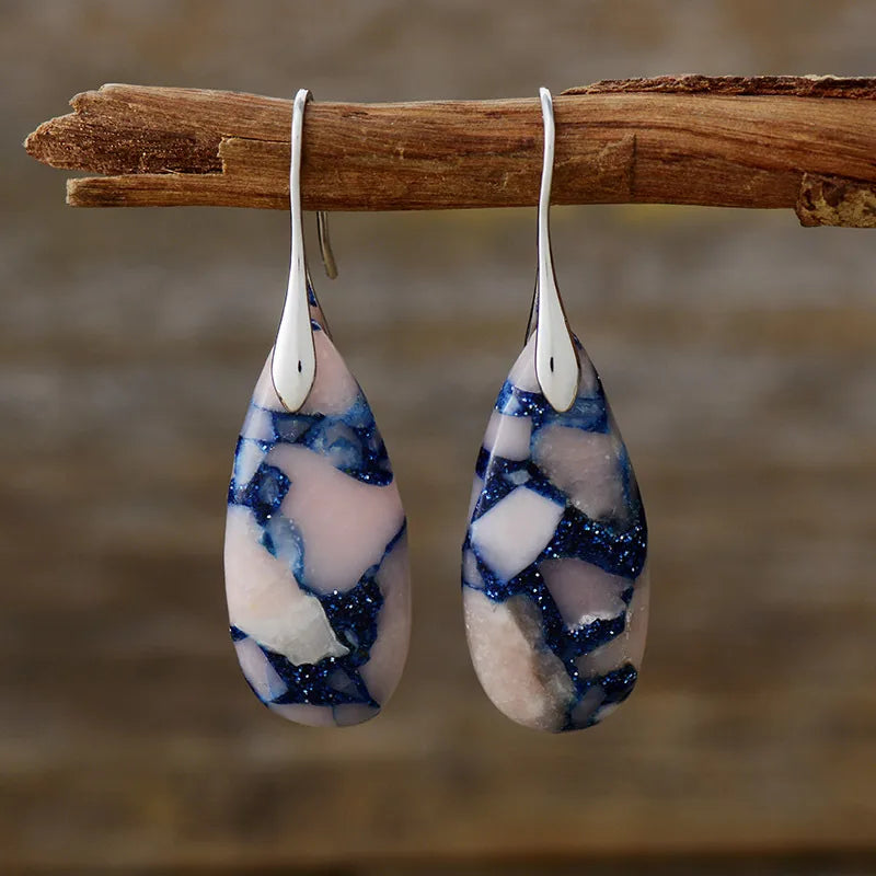 1 pair retro water droplets emperor stone drop earrings