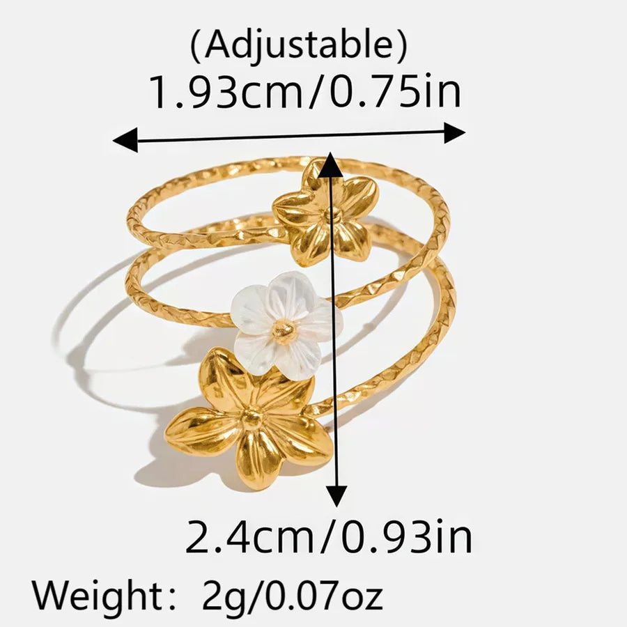 Wholesale Jewelry IG Style Elegant Cute Flower 304 Stainless Steel 18K Gold Plated Open Rings