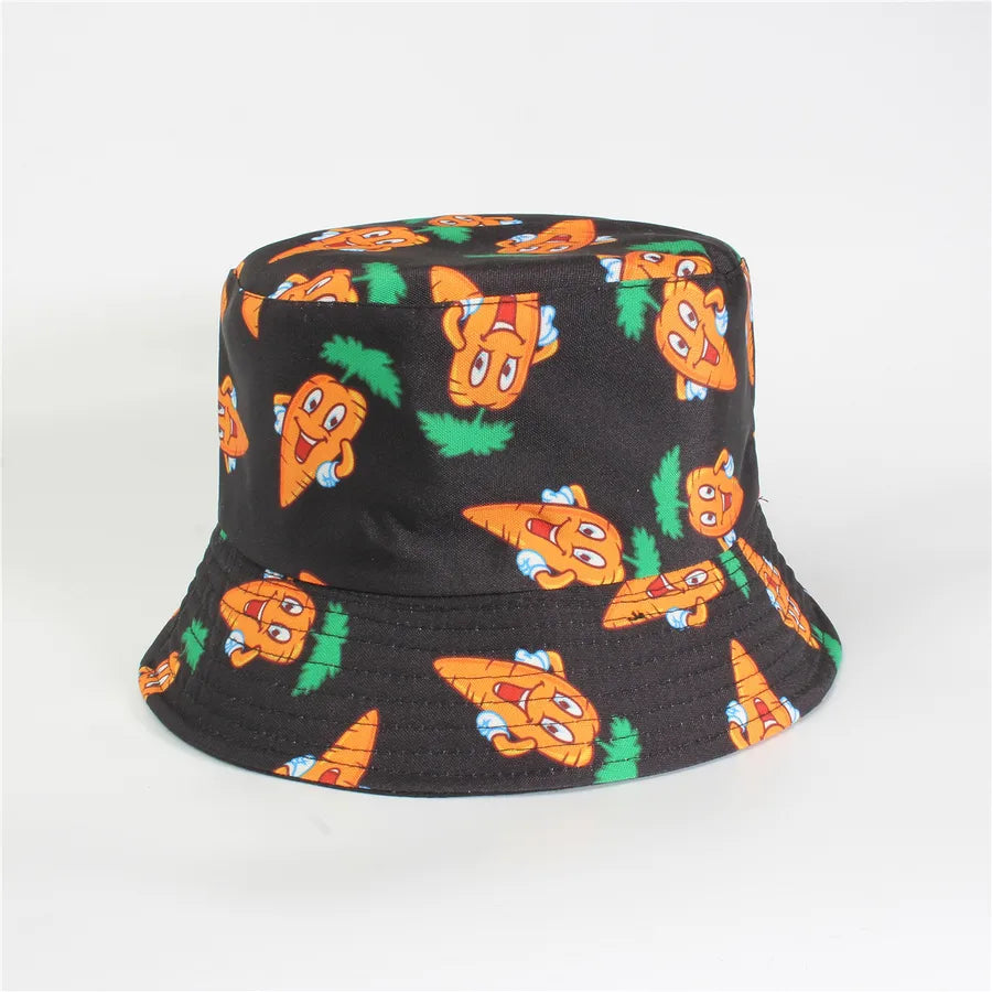Double-Sided Fisherman Hat Women's Floral Print Sunshade Leaf Animal Cartoon Bucket Cap Spring Summer Elegant Casual Style