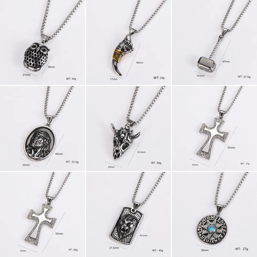 Wholesale Jewelry Exaggerated Round 304 Stainless Steel Pendant Necklace cable chain