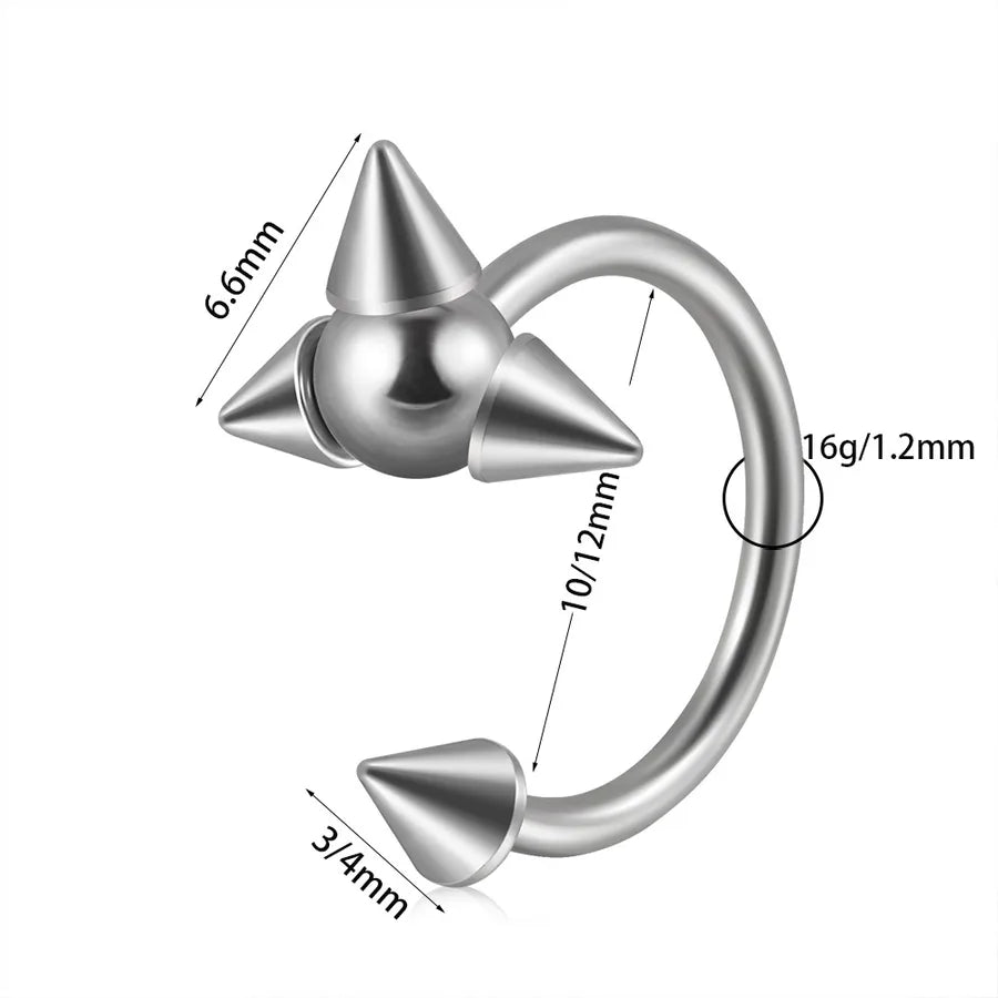 1 Piece Lip Rings Casual Simple Style Solid Color 304 Stainless Steel Plating