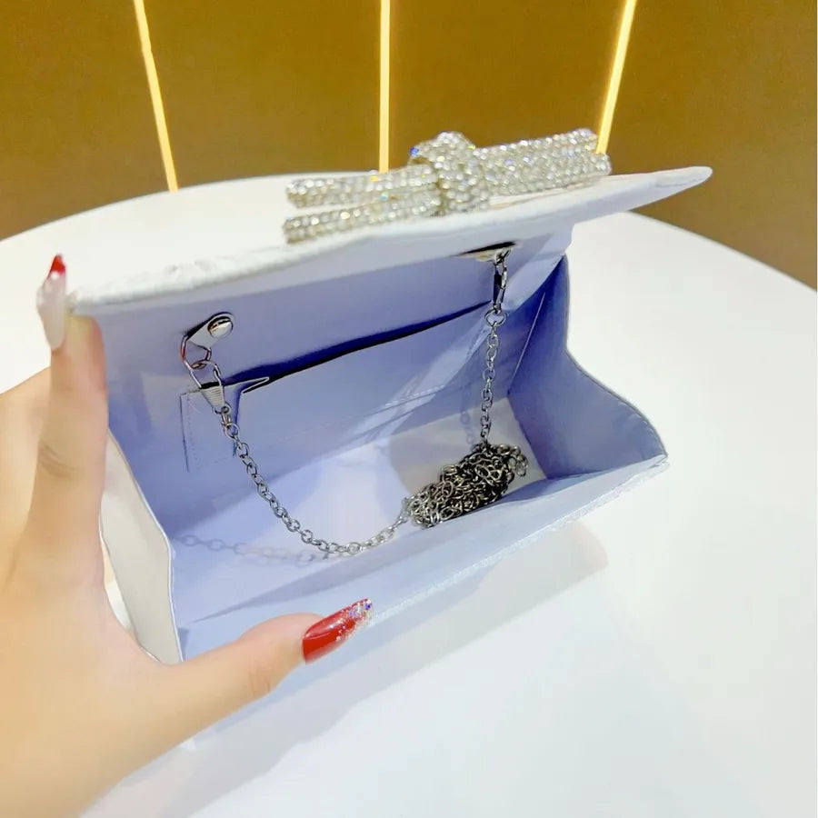Handmade Butterfly Knot Full Drill Rhinestone Elegant Personality Clutch Bag Square Polyester Evening Bag Luxury Sensation
