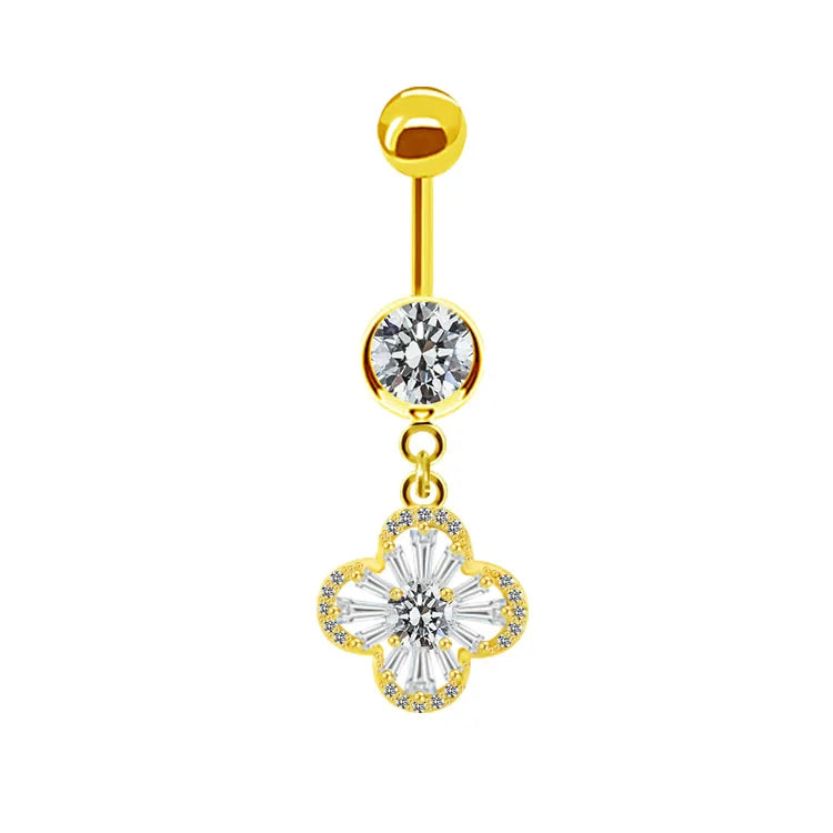 elegant cute classic style animal butterfly snowflake stainless steel alloy rhinestone inlay zircon white gold plated belly ring