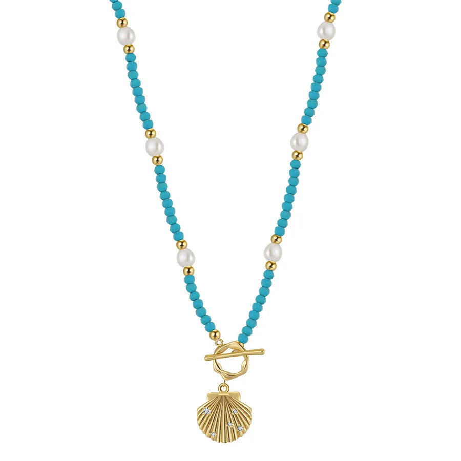 925 Sterling Silver Freshwater Pearl cable chain Plating Geometric Double Layer Necklaces Pendant Necklace Necklace