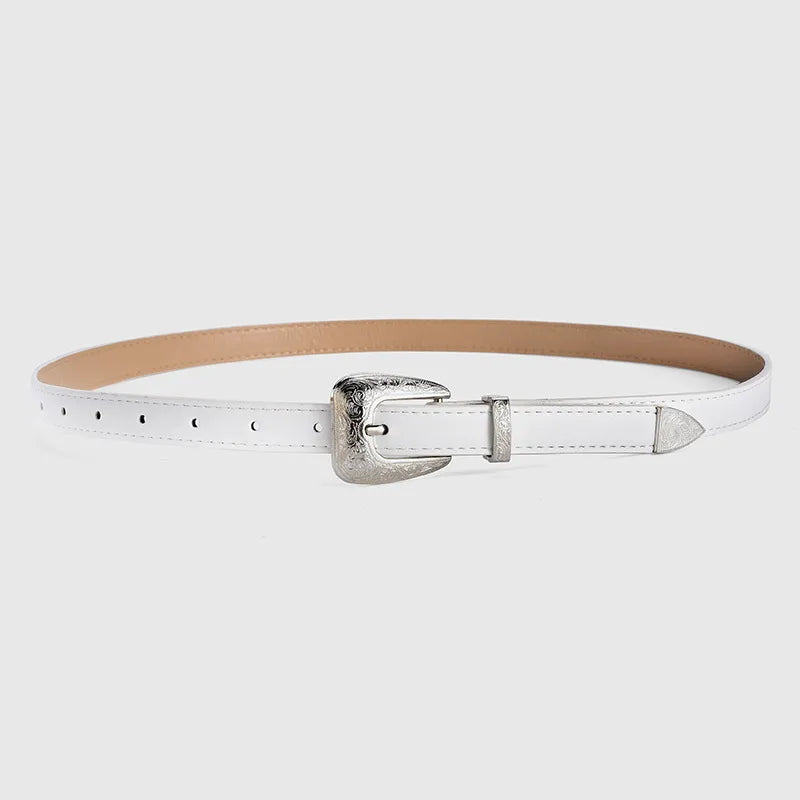 Basic Modern Style Solid Color Pu Leather Alloy Women's Leather Belts