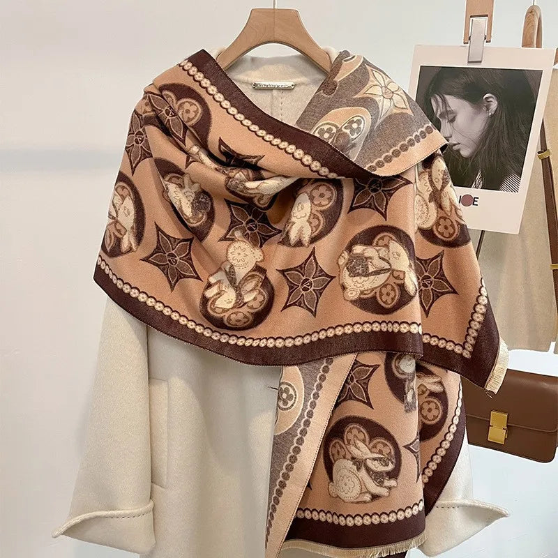 Unisex Basic Color Block Flower Acrylic Scarf