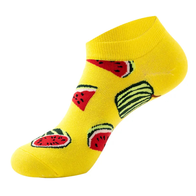 Unisex Cute Modern Style Fruit Strawberry Watermelon Cotton Ankle Socks A Pair