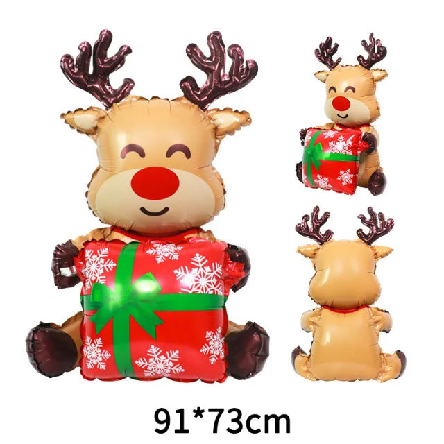 Christmas Santa Claus Gift Box Snowman Aluminum Film Party Balloons