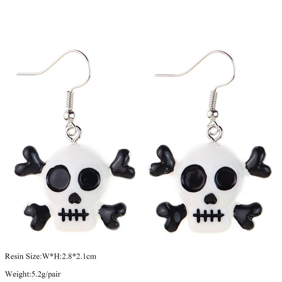 Halloween Series  Ear Rings Scary Funny Personality Skull Spider Ghost Pumpkin Resin Earrings Dangle
