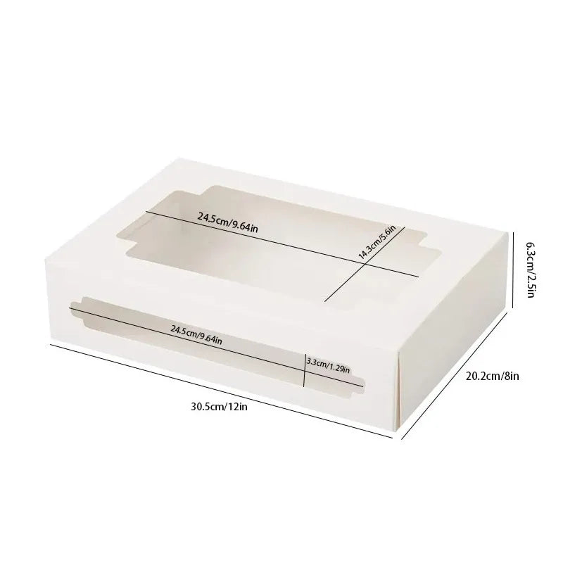Window Opening Cake Box White Card Macaron Pastry Packaging Paper Box Dessert Food Baking Disposable Paper Cup