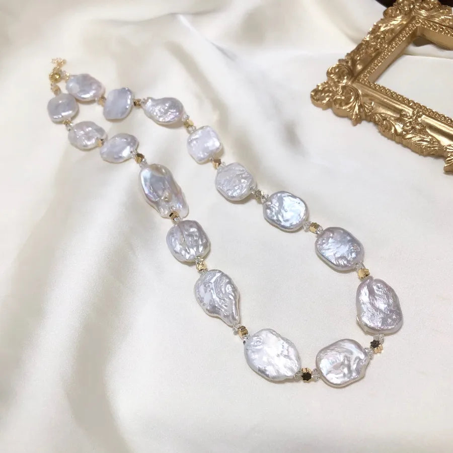 Freshwater Pearl Simple Style Classic Style Solid Color Necklace