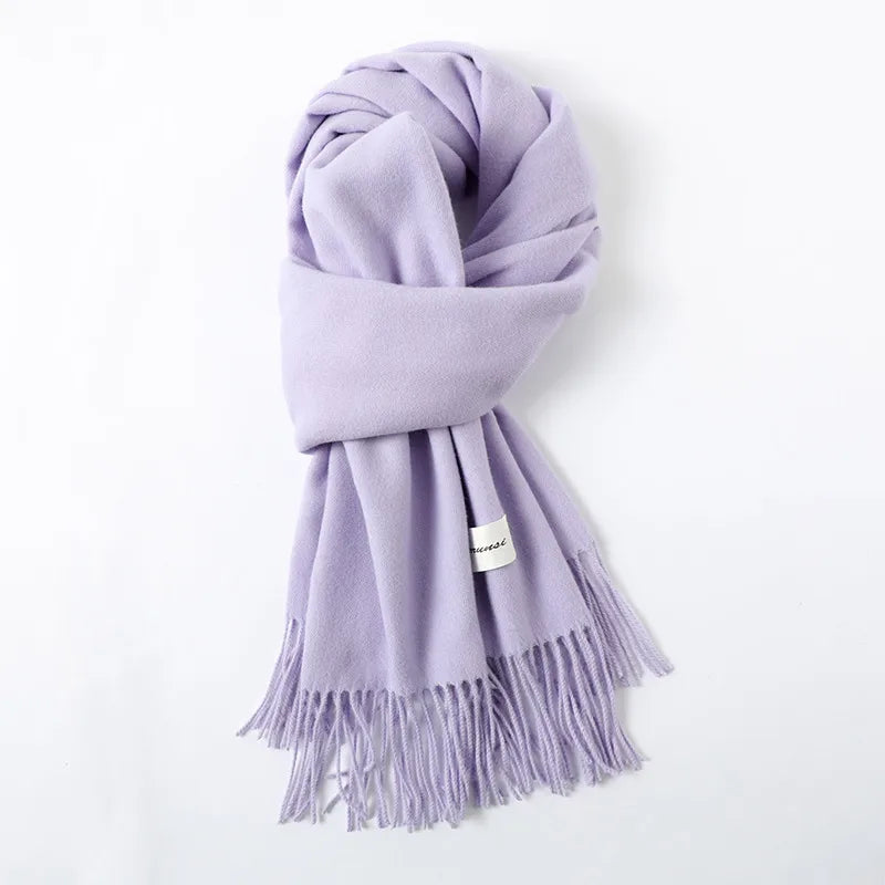 women's simple style solid color imitation cashmere scarf