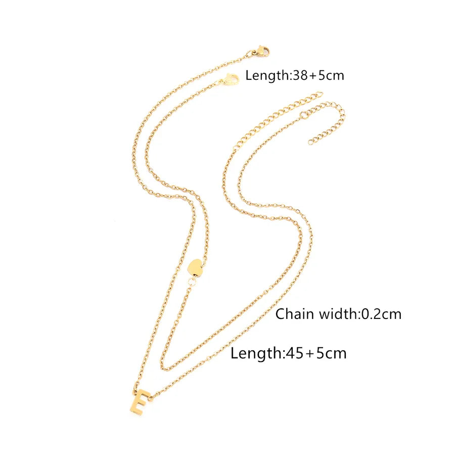 Wholesale Jewelry Elegant Retro Classic Style Letter Heart Shape 201 Stainless Steel 304 Stainless Steel cable chain Pendant Necklace