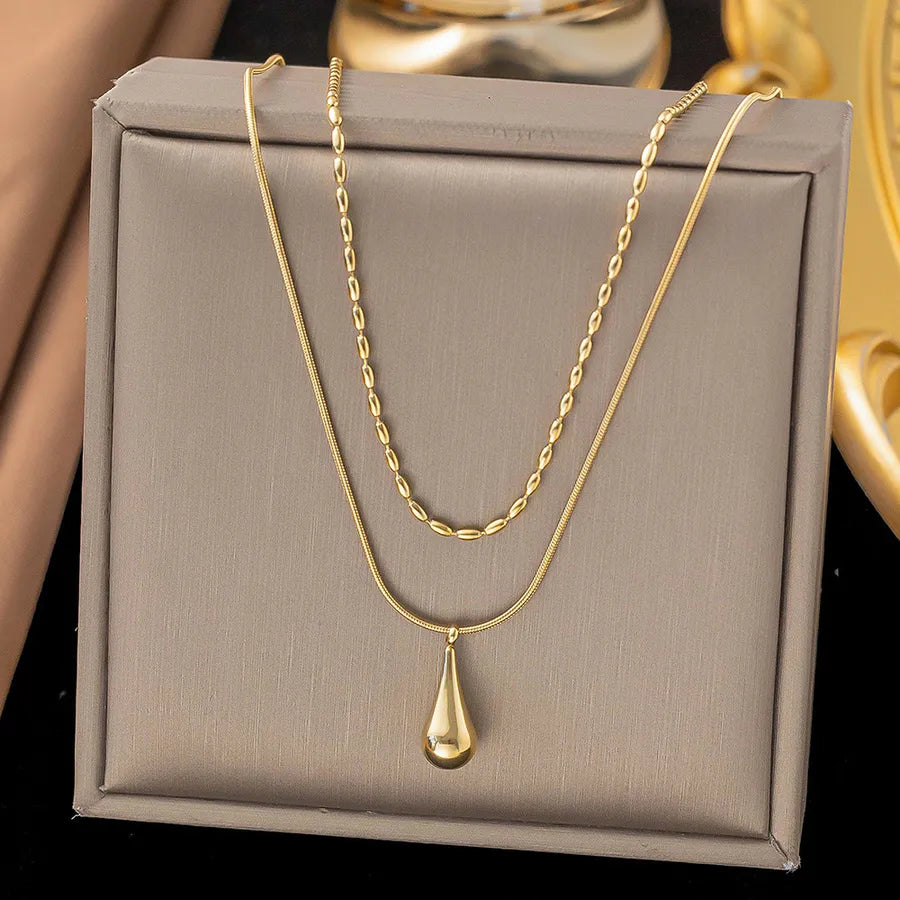 Wholesale Jewelry Elegant Sweet Geometric Heart Shape 304 Stainless Steel Round Plating ball chain cable chain Bracelets Necklace