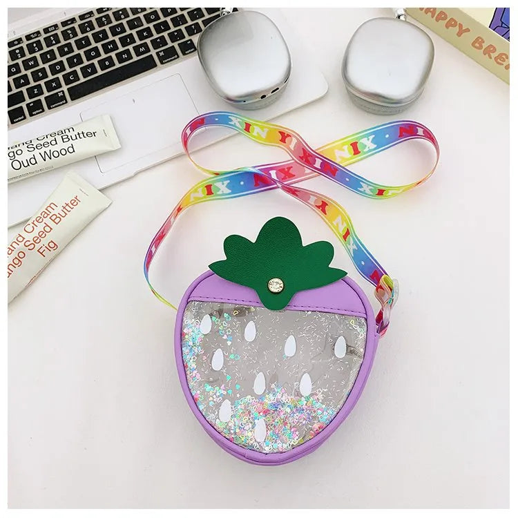 Girl'S Nylon Strawberry Cute Oval Zipper Shoulder Bag