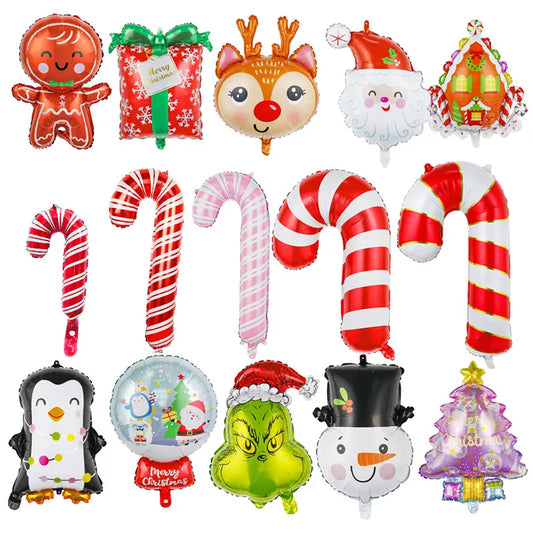 Christmas Santa Claus Gift Box Snowman Aluminum Film Party Balloons
