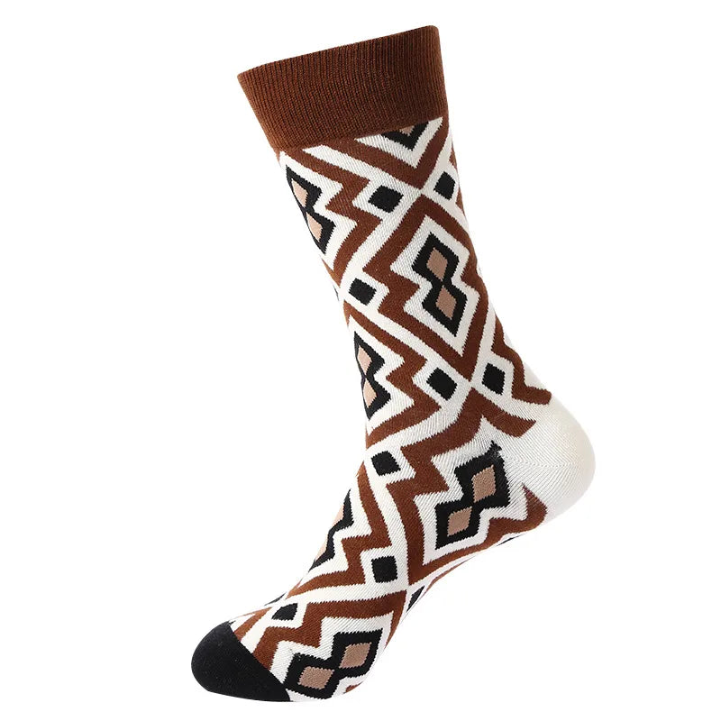 Men's Casual Sports Plaid Nylon Cotton Spandex Crew Socks 10 Pairs Per Pack
