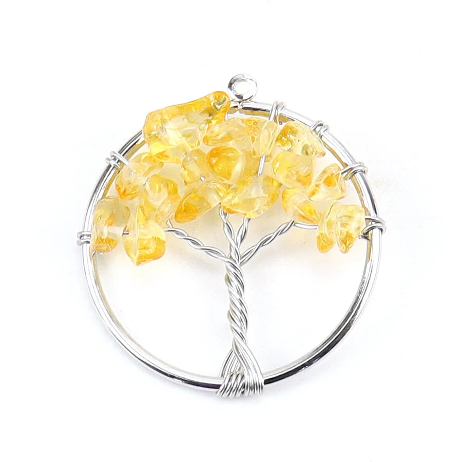 simple style lucky tree natural stone agate wholesale pendants