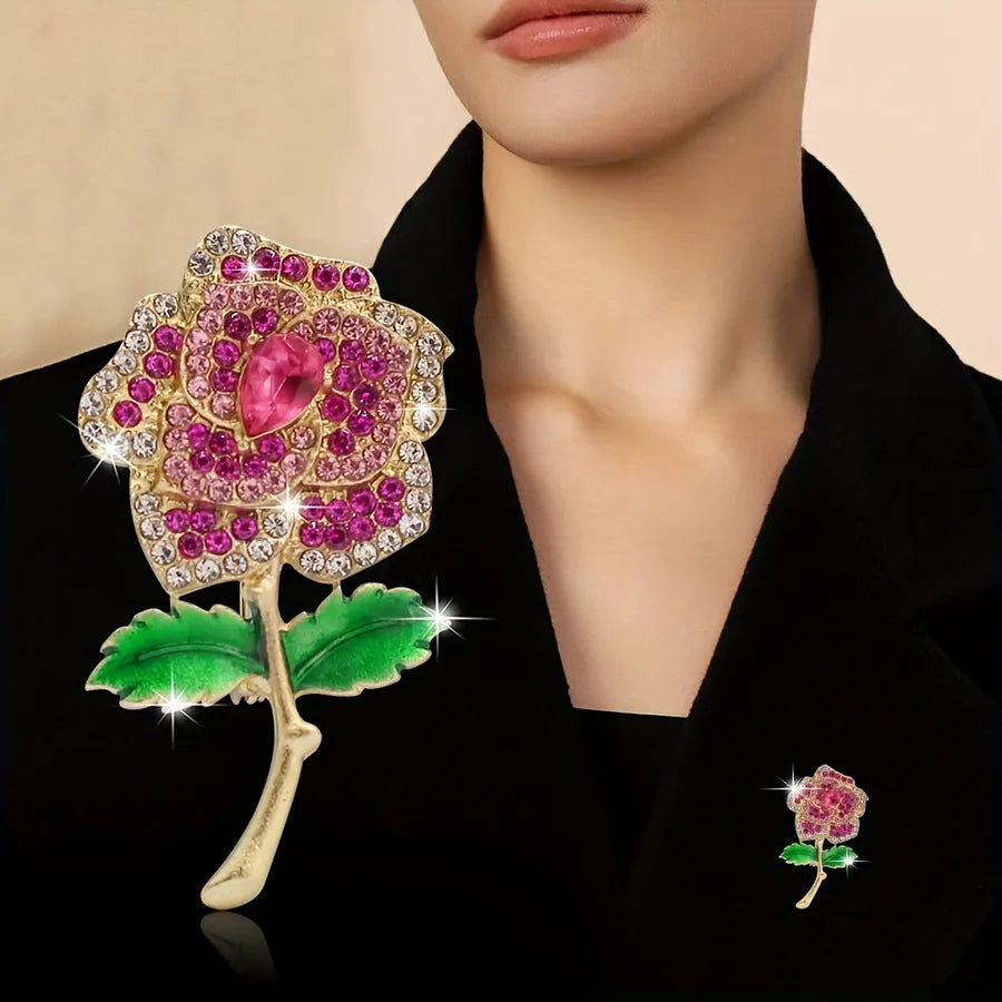 Elegant Pin Flower Alloy Rhinestones Women's Brooches 1 Piece