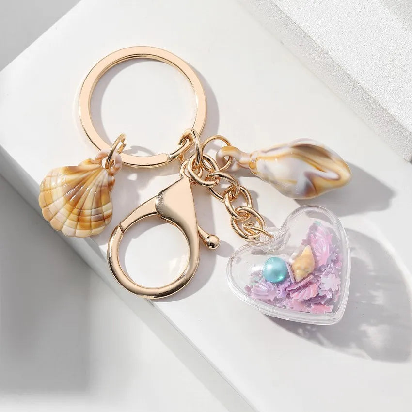Marine Style Starfish Conch Arylic Unisex Bag Pendant Keychain