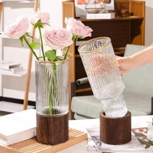 Simple Style Stripe Glass Vase Artificial Decorations