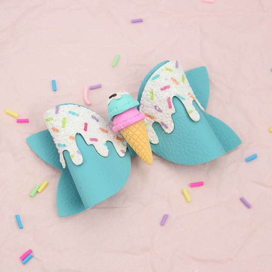 Amazon's New Donut Hairpin Children's Bow Hair Accessories Ice Cream Cream Candy Color Girl Hairpin