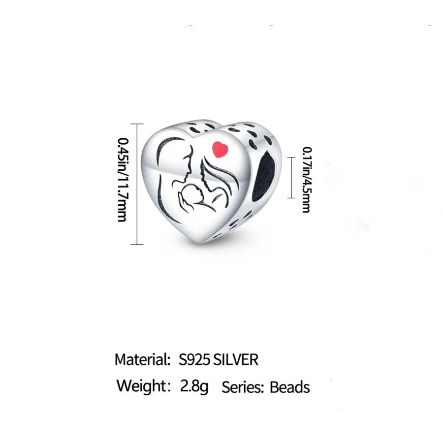 Wholesale European and American Amazon Hot Silver Plated Mother's Day Heart-Shaped Blessing Pendant Birthday Gift Diy Ornament Accessories