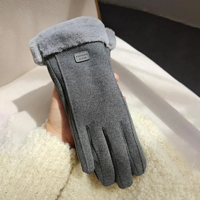 women's simple style solid color velvet polyester gloves 1 pair