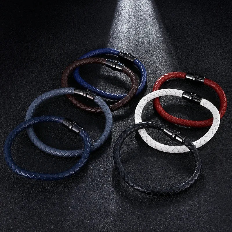 Simple Style Geometric Solid Color Titanium Steel Plating Men's Bracelets