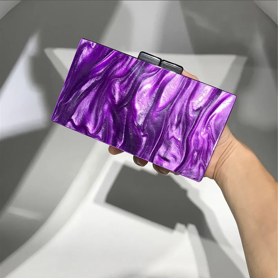 Hengmei  New Dinner bag Large-grain Pearlescent Acrylic Women's bag Women's Clutch Acrylic bag