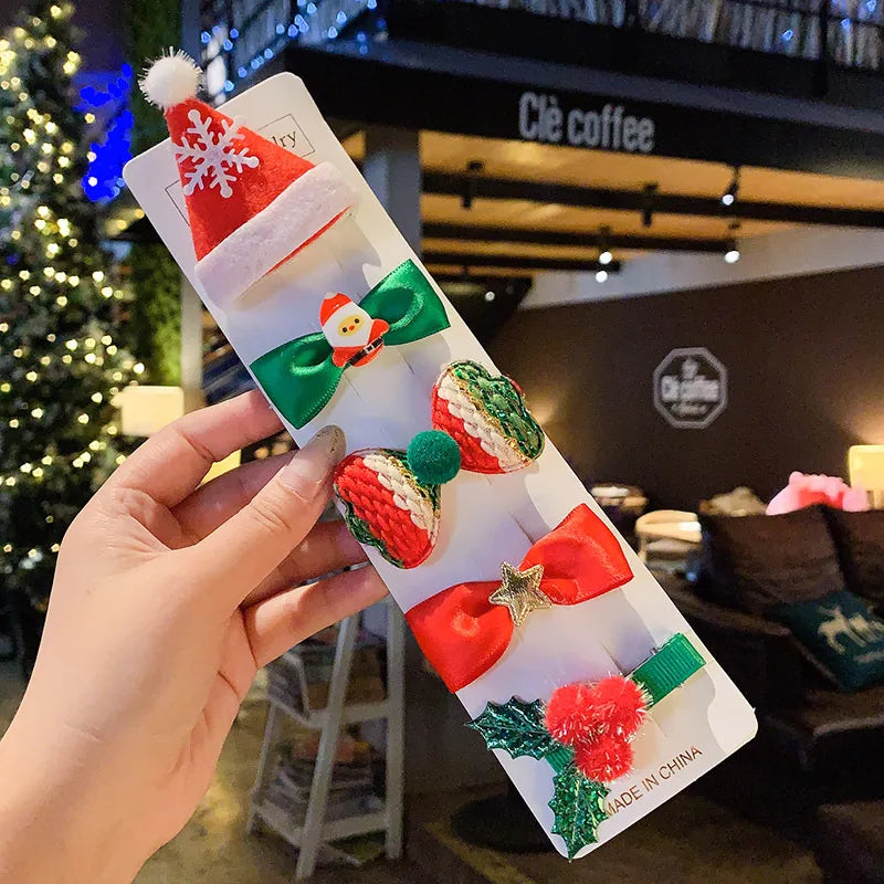 simple style christmas tree snowman cloth hair clip 1 set