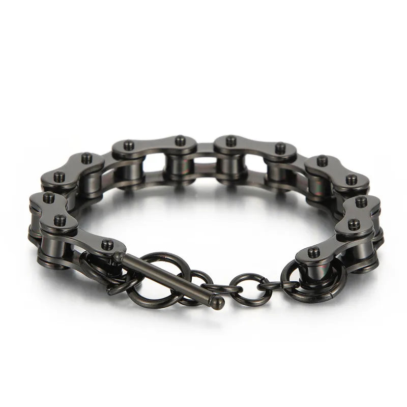 Hip-Hop Solid Color Titanium Steel Chain 18K Gold Plated Men's Bracelets