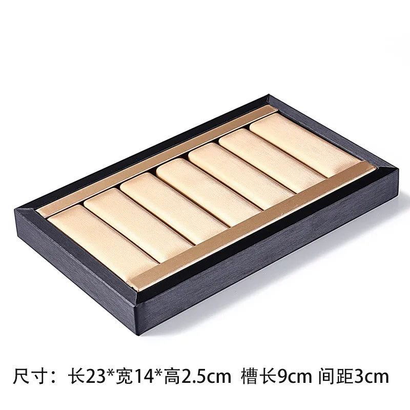 Jewelry Display Stand Ring Earring Bracelet Organizer Counter Decoration Rectangular Wooden Tray Luxury Feel Combination Craft