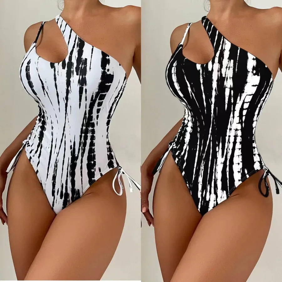 Women's Classic Style Stripe 1 Piece One Piece Swimwear