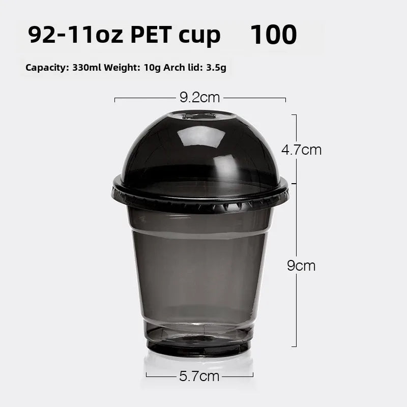 Horn flower disposable cup black plastic ice coffee cup PET cold drink Net red milk tea small black cup with lid