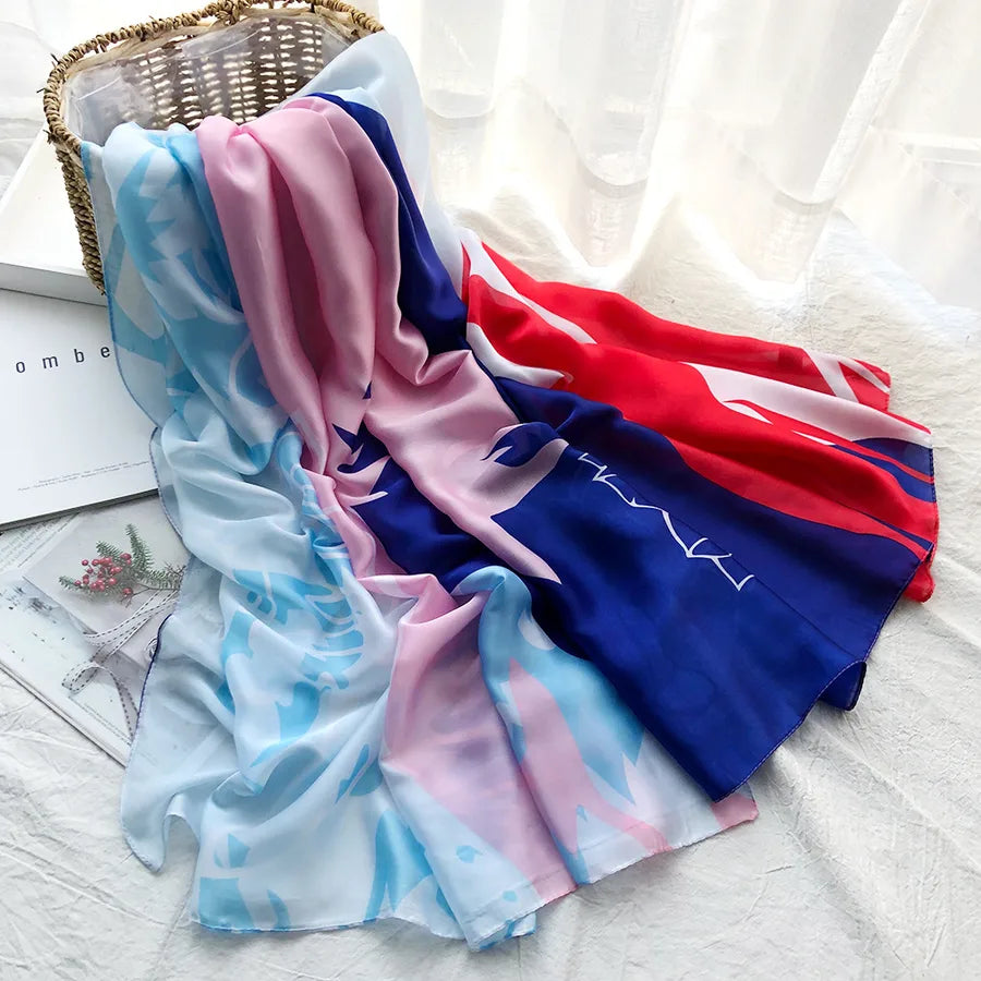 women's streetwear gradient color flower ice silk soft yarn scarves & gloves