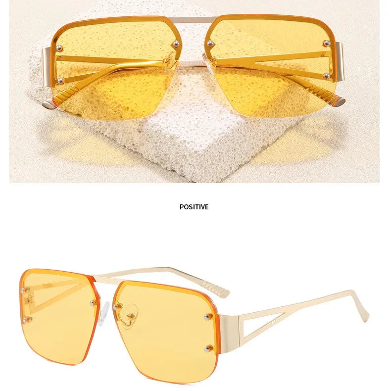 Basic Vacation Solid Color Pc Square Half Frame Women's Sunglasses