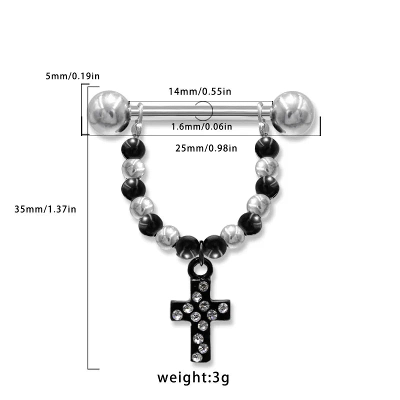 1 Piece Nipple Rings & Studs Hip-Hop Rock Animal Heart Shape 316 Stainless Steel  Alloy Copper Plating Inlay Rhinestones Zircon Black Plated
